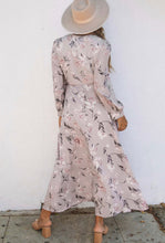 Load image into Gallery viewer, Dusty purple floral maxi wrap dress.

