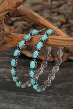 Load image into Gallery viewer, Turquoise circle c shape earrings.
