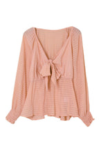 Load image into Gallery viewer, Pink front tie peplum top
