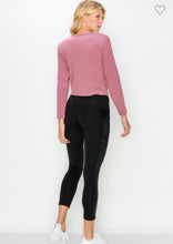 Load image into Gallery viewer, Mauve Cropped Long Sleeve Front Twist Shirt
