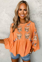 Load image into Gallery viewer, Orange floral kimono sleeves
