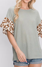 Load image into Gallery viewer, Ruffle Bell sleeve Waffle Top
