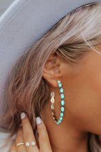 Load image into Gallery viewer, Turquoise circle c shape earrings.
