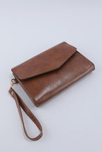 Load image into Gallery viewer, Vintage brown PU wristlet hand bag
