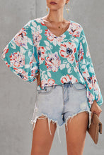 Load image into Gallery viewer, Aqua Floral Blouse
