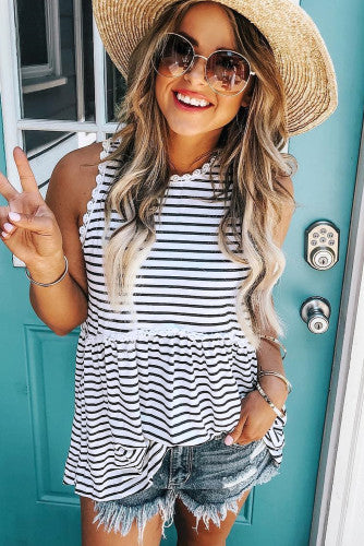 Black & white striped tank top