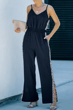 Load image into Gallery viewer, Black romper with cheetah stripe
