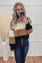 Load image into Gallery viewer, Leopard colorblock knitted sweater
