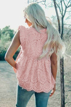 Load image into Gallery viewer, Pink eyelet lace scalloped tank top
