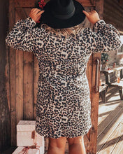 Load image into Gallery viewer, Plus size turtle neck leopard dress
