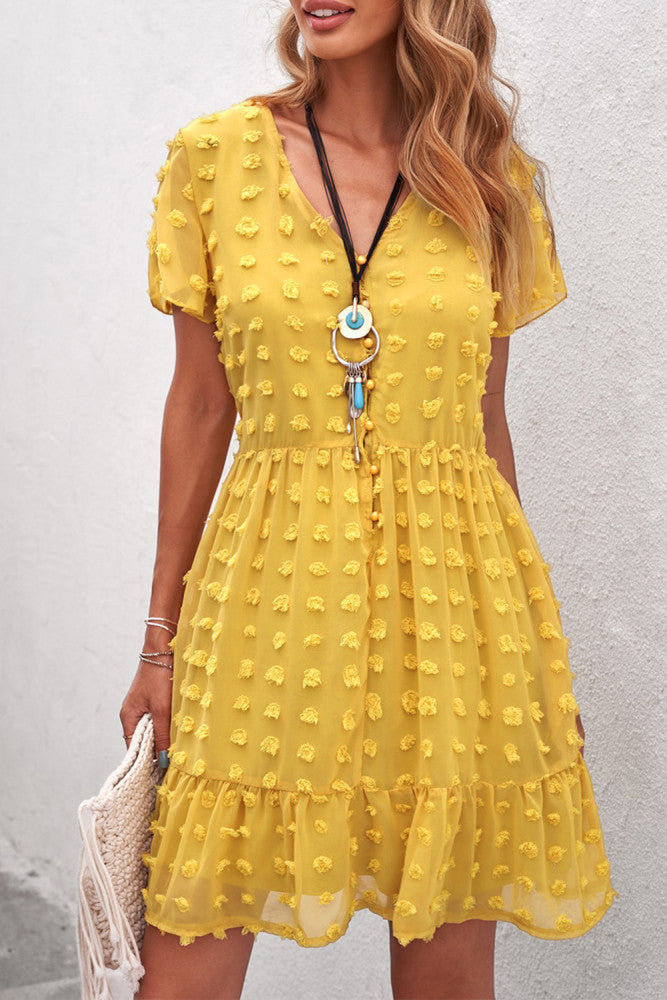 Yellow Polka Dot Mini Dress