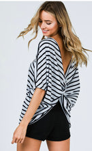 Load image into Gallery viewer, Stripe V-Neck Twist Back Top
