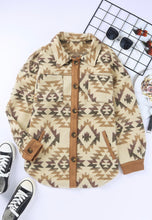 Load image into Gallery viewer, Beige Aztec button up shacket
