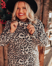 Load image into Gallery viewer, Plus size turtle neck leopard dress
