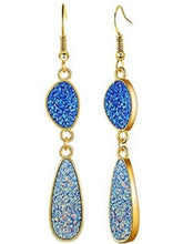 Load image into Gallery viewer, Double druzy drop earrings
