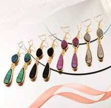 Load image into Gallery viewer, Double druzy drop earrings
